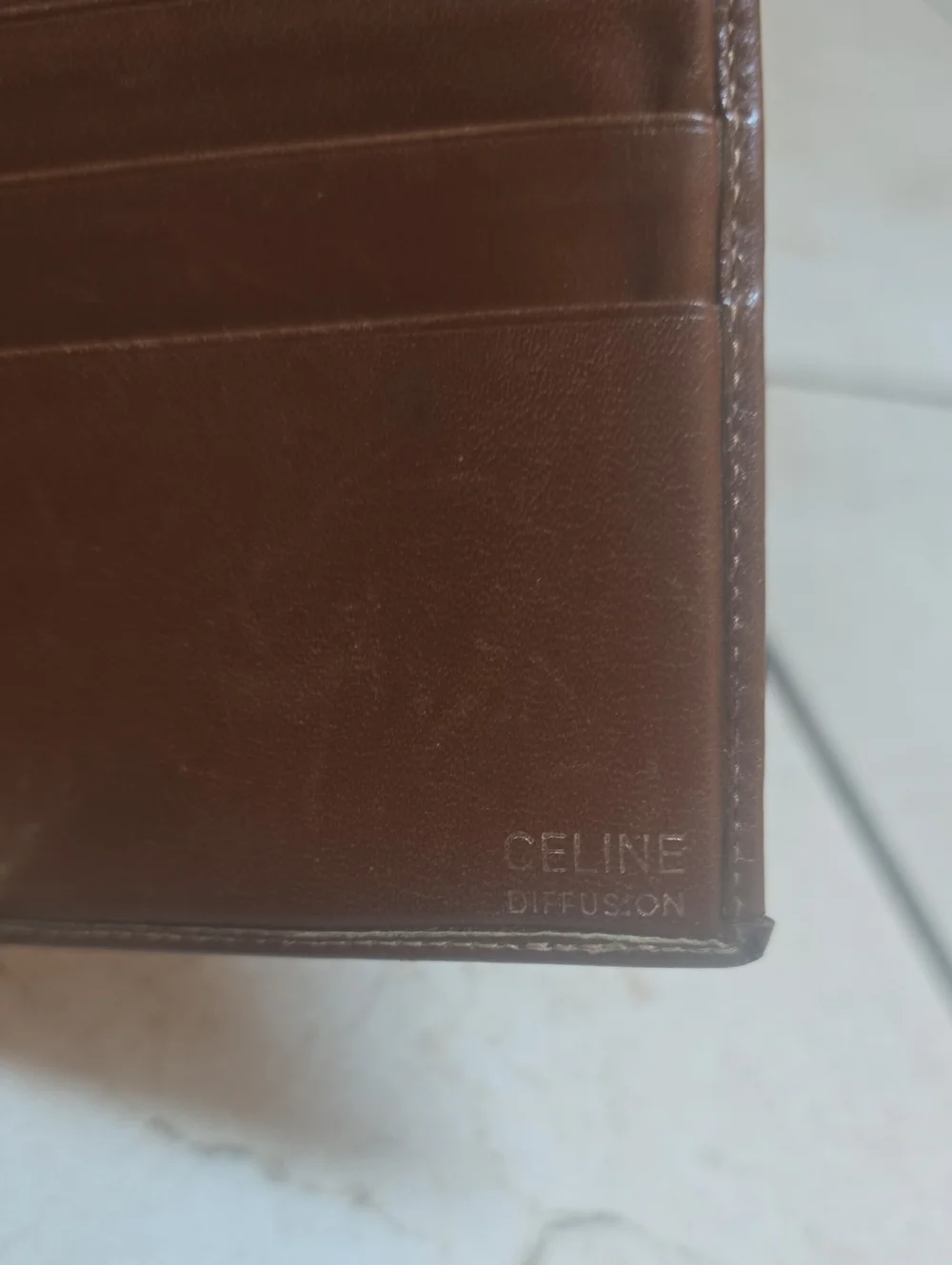 Celine Macadam monogram PVC canvas Bifold Wallet Featuring Brown Leather Trim